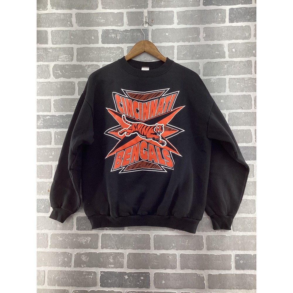 Vintage Logo 7 Cincinnati Bengals Sweatshirt Mens Large Black NFL Made in USA